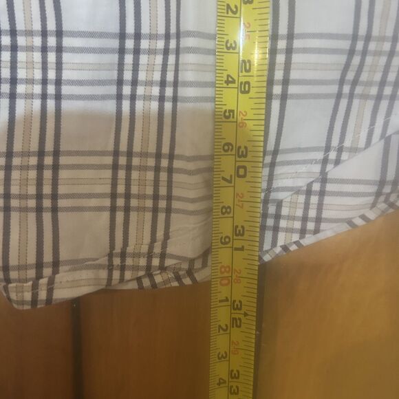 Peter Millar Dress Shirt Mens L Button Down Collar Plaid Gray Beige Corpcore - Picture 9 of 12